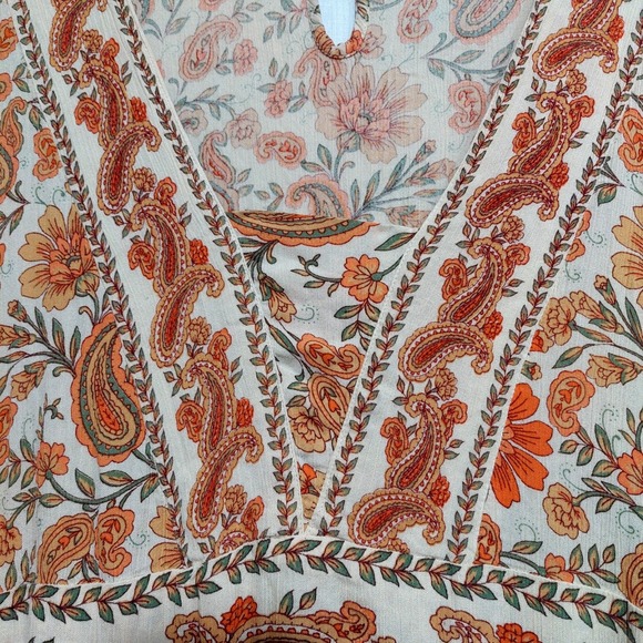 Bila Womens XXL Midi Dress Boho Floral Paisley Flowy Cottagecore Keyhole Back - Picture 2 of 12